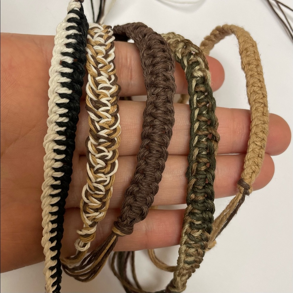 Handmade adjustable bracelets.